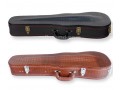 Wooden Hard Shell Full Size Violin Case, with Crocodile Pattern Leather Surface, Plush Interior and Hygrometer 